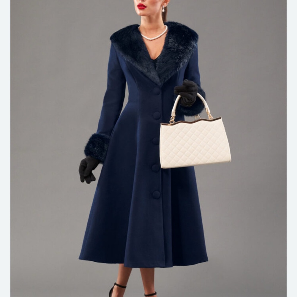 NWOT British Retro Wonderland 1950’s Style Navy Coat size 8 US size 4 pinup